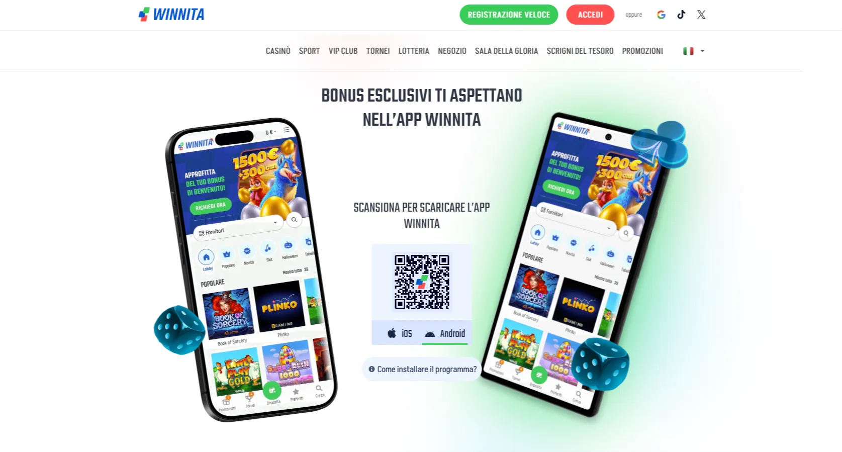 Cosa offre la Winnita app sul telefono