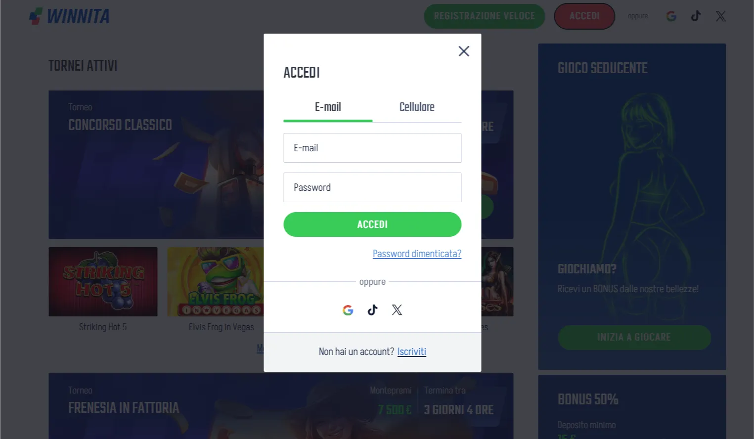 Come raggiungere la piattaforma: canali disponibili per il Winnita login